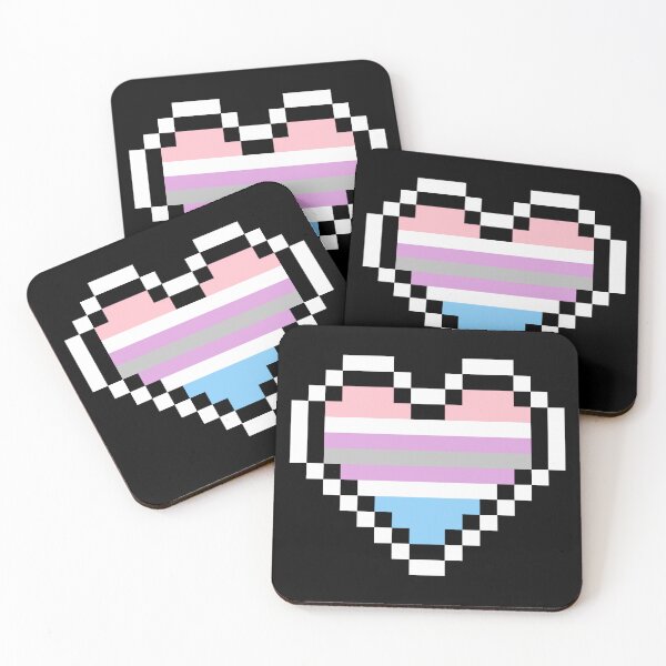 Item preview, Heart flag from Intergénero / Intergender community pixel art black background designed and sold by Axel-Speed.