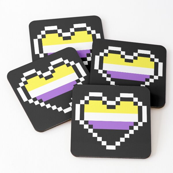 Item preview, Heart flag from No binaria / Nonbinary community pixel art black background designed and sold by Axel-Speed.