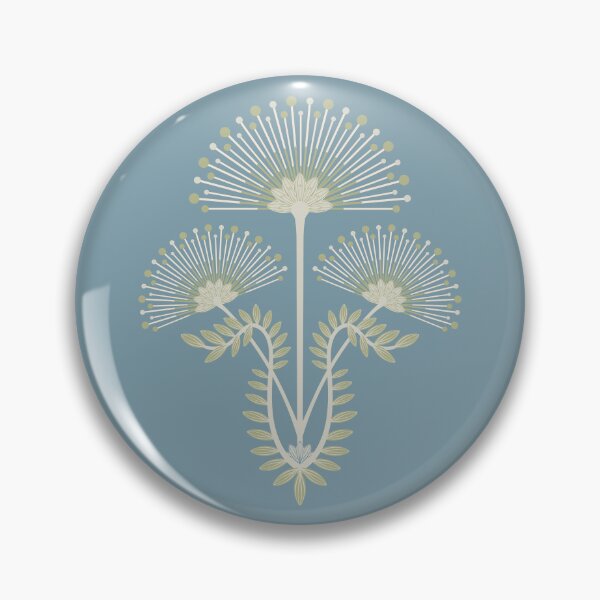 Item preview, MIMOSA Art Deco Roaring 20s Floral Botanical Damask Pattern in Cream White Sage Green on Pastel Light Blue - UnBlink Studio by Jackie Tahara designed and sold by Jackie Tahara of UnBlink Studio.