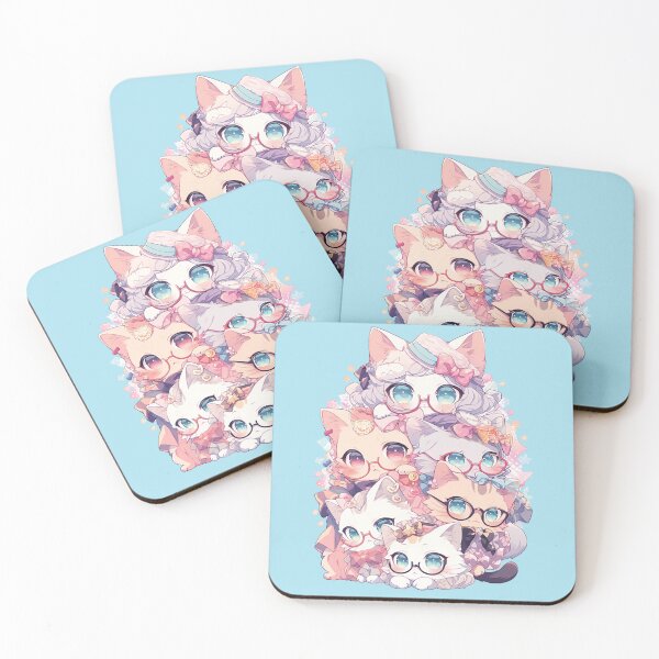 Item preview, Cute Cats Kawaii Style with Glasses designed and sold by Catageddon.