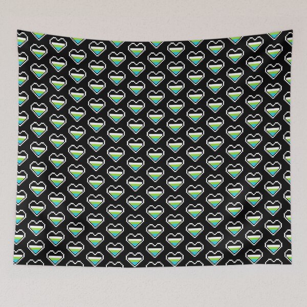 Item preview, Heart flag from WTFsexual / Quoisexual / Cuasexual / Quecarajosexual community pixel art black background designed and sold by Axel-Speed.
