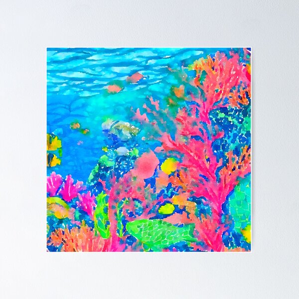 Item preview, Coral Reef watercolor painting designed and sold by SophieClimaArt.