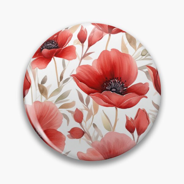 Artikelvorschau, Cheerful watercolour flowers red pattern entworfen und verkauft von florallover444.