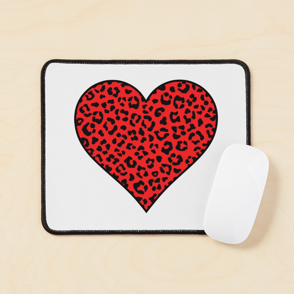 Red leopard print heart Sticker
