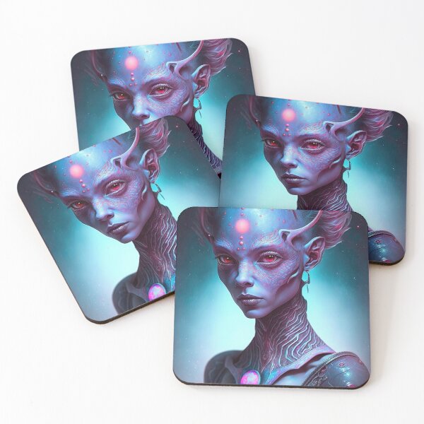Item preview, Female Alien with Pink Eyes in a Gown designed and sold by LovelaceVisuals.