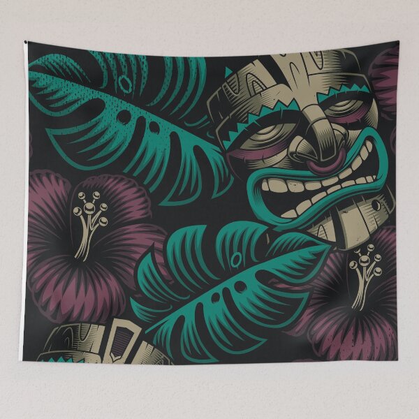 Item preview, vintage Beautiful Tiki mask abstract pattern designed and sold by Itzjustlife.