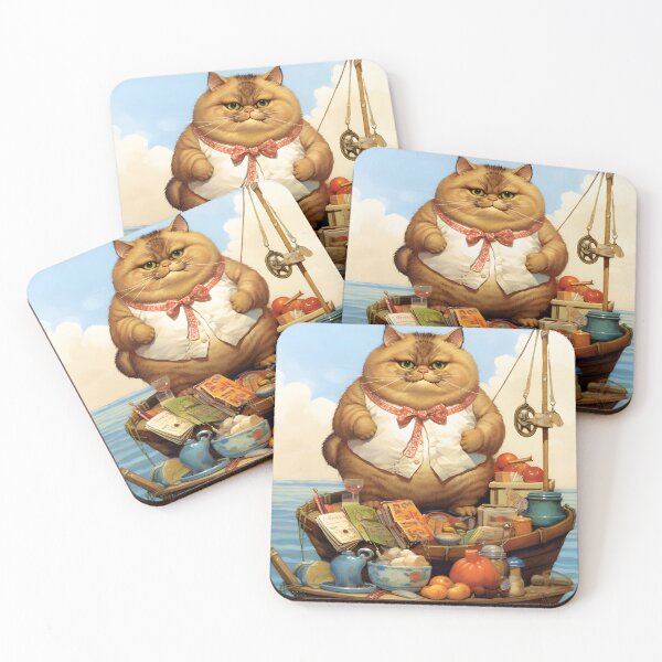 Item preview, Cats at Sea: Fat Cats, little boats Retro Vintage Cat Art designed and sold by KittyStampedeCo.