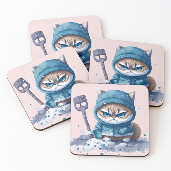 Item preview, The Pouty Kitten Shoveling Snow in Her Winter Ensemble designed and sold by FernLiz.