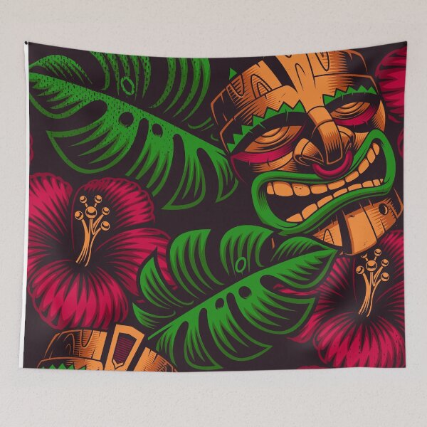 Item preview, vintage Beautiful Tiki mask abstract pattern designed and sold by Itzjustlife.