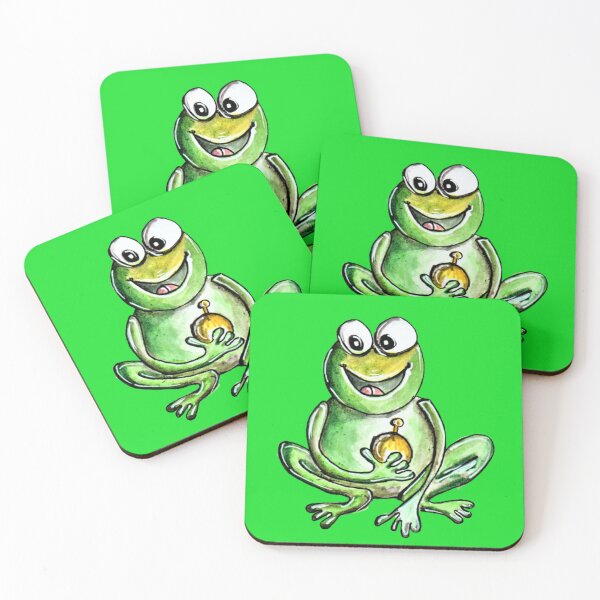 Item preview, Frog with ball, watercolour, fine art designed and sold by janianna.