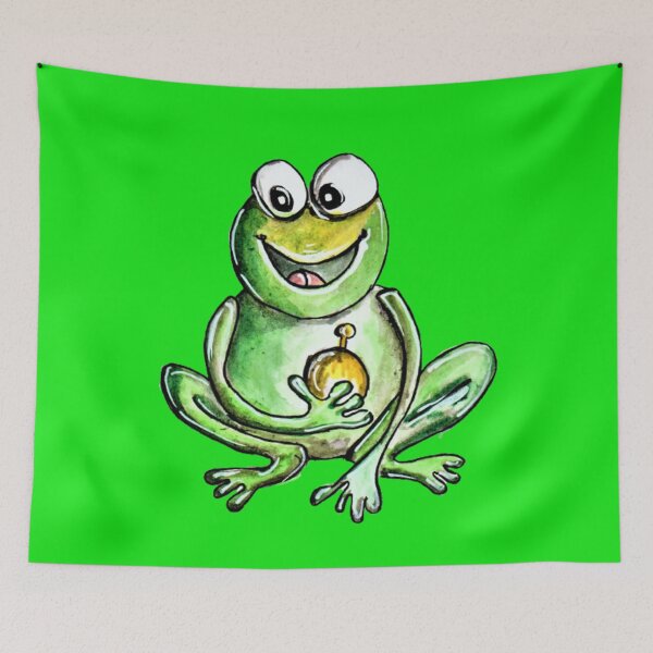 Item preview, Frog with ball, watercolour, fine art designed and sold by janianna.