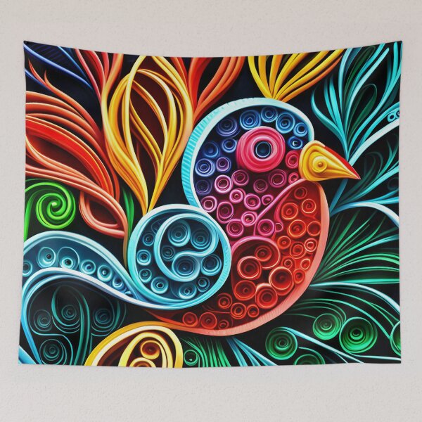 Item preview, Bird with quilled paper effect designed and sold by hadleysheart.