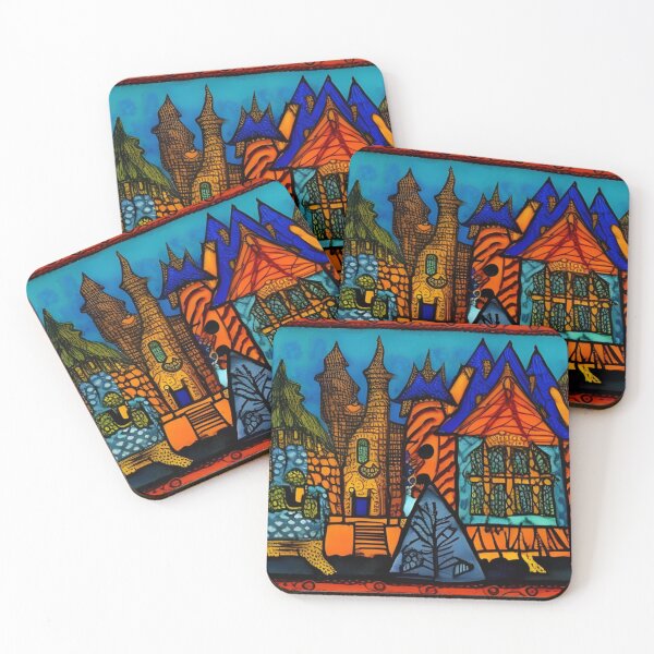 Item preview, Folk Art Fairytale Village designed and sold by EpicFoxArt.