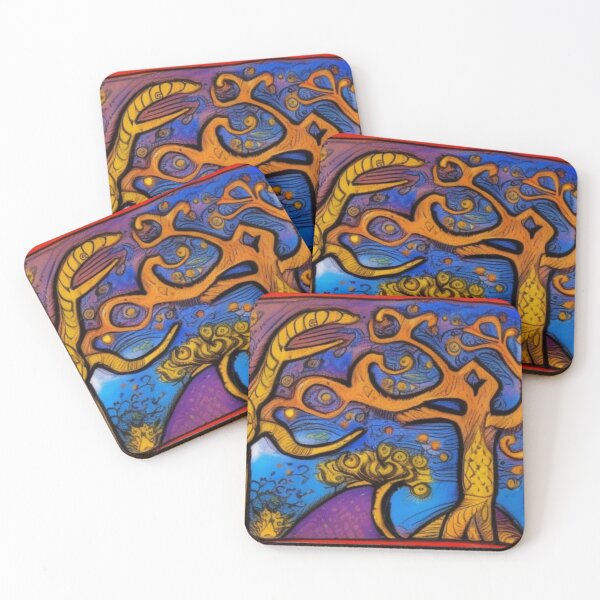 Item preview, Folk Art Abstract Fairytale Forest designed and sold by EpicFoxArt.