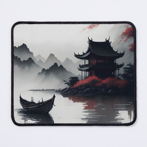 Item preview, Serene Japanese lake side with Temple designed and sold by Cronos-Designs.