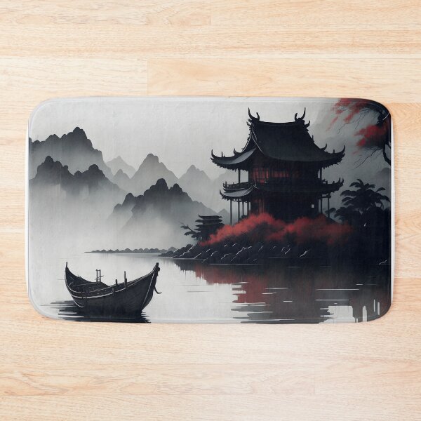 Item preview, Serene Japanese lake side with Temple designed and sold by Cronos-Designs.