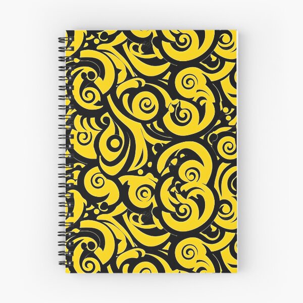 Item preview, Yellow and Black Lines Swirls Abstract Pattern  designed and sold by palaco210.