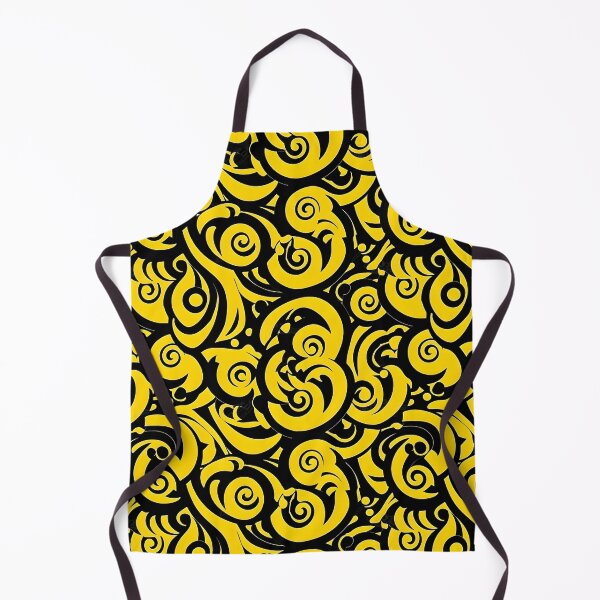 Item preview, Yellow and Black Lines Swirls Abstract Pattern  designed and sold by palaco210.