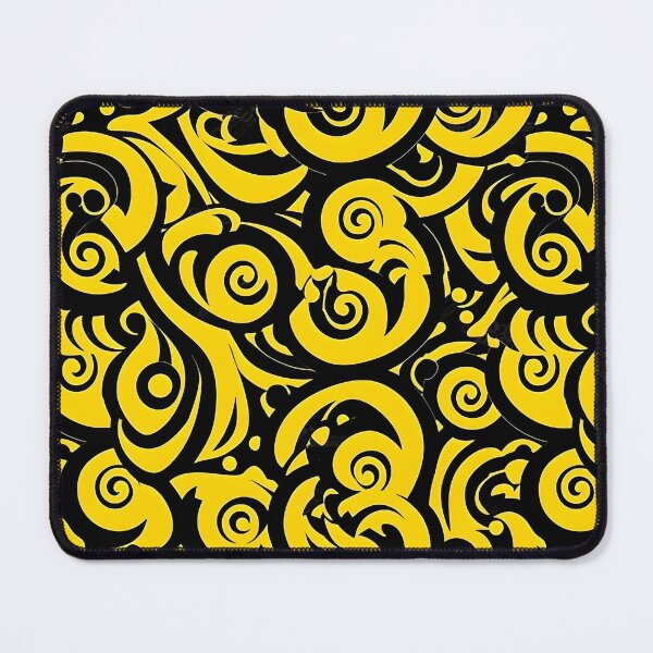 Item preview, Yellow and Black Lines Swirls Abstract Pattern  designed and sold by palaco210.