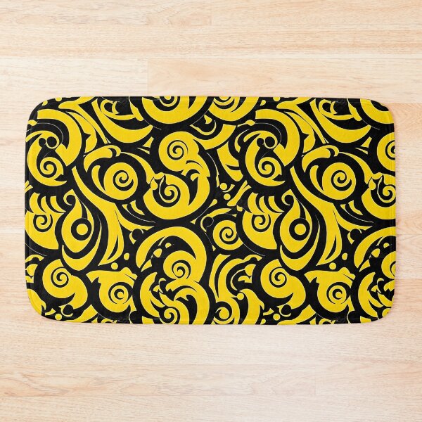 Item preview, Yellow and Black Lines Swirls Abstract Pattern  designed and sold by palaco210.