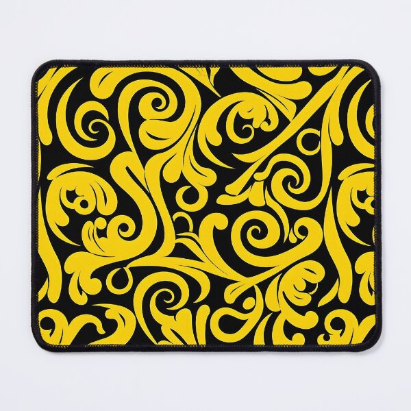 Item preview, Yellow and Black Lines Swirls Abstract Pattern  designed and sold by palaco210.