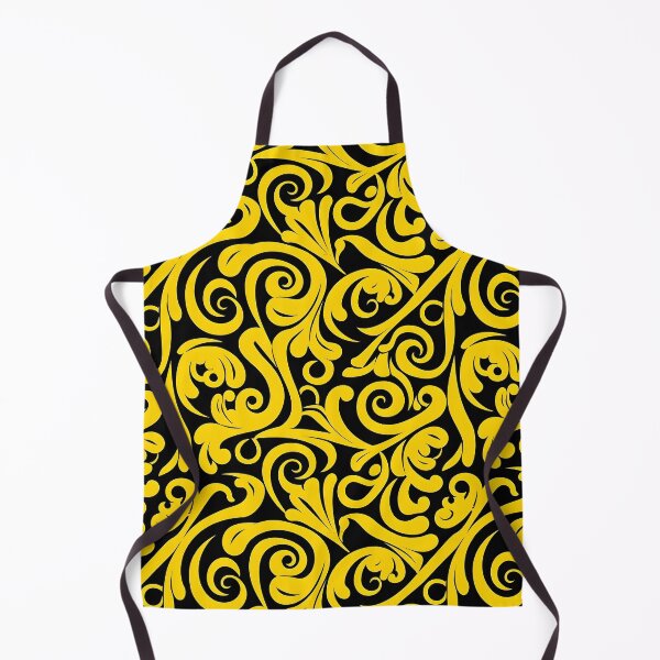 Item preview, Yellow and Black Lines Swirls Abstract Pattern  designed and sold by palaco210.