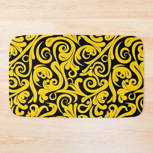 Item preview, Yellow and Black Lines Swirls Abstract Pattern  designed and sold by palaco210.