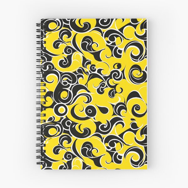 Item preview, Yellow and Black Lines Swirls Abstract Pattern  designed and sold by palaco210.