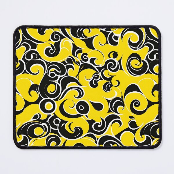 Item preview, Yellow and Black Lines Swirls Abstract Pattern  designed and sold by palaco210.