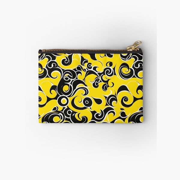 Item preview, Yellow and Black Lines Swirls Abstract Pattern  designed and sold by palaco210.