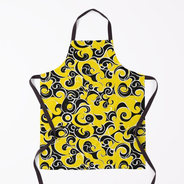 Item preview, Yellow and Black Lines Swirls Abstract Pattern  designed and sold by palaco210.
