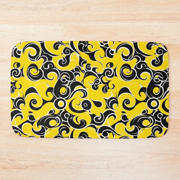Item preview, Yellow and Black Lines Swirls Abstract Pattern  designed and sold by palaco210.
