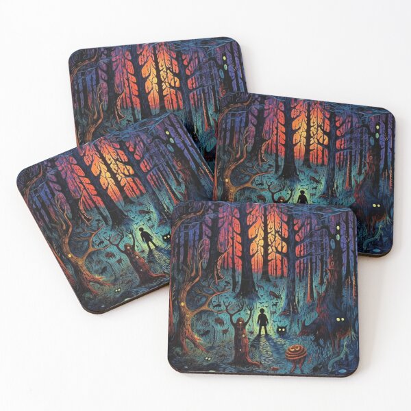 Item preview, Folk Art Creepy Forest at Sunset designed and sold by EpicFoxArt.