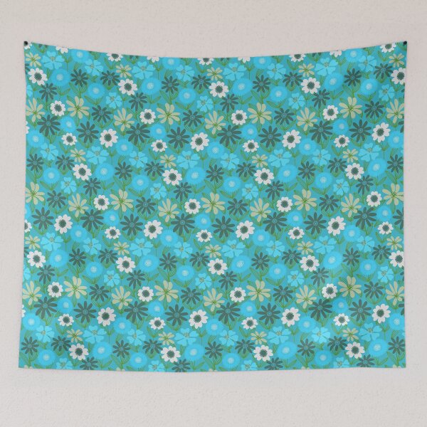 Item preview, Floral Folk Cyan Blue designed and sold by Ale's Art.