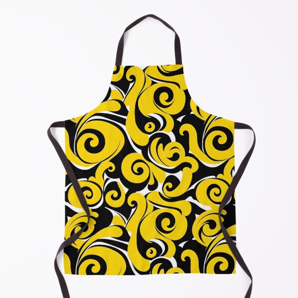 Item preview, Yellow and Black Lines Swirls Abstract Pattern  designed and sold by palaco210.