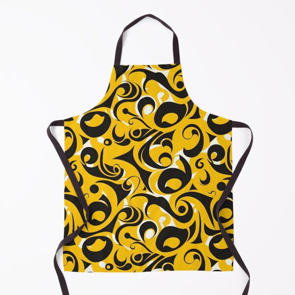 Item preview, Yellow and Black Lines Swirls Abstract Pattern  designed and sold by palaco210.