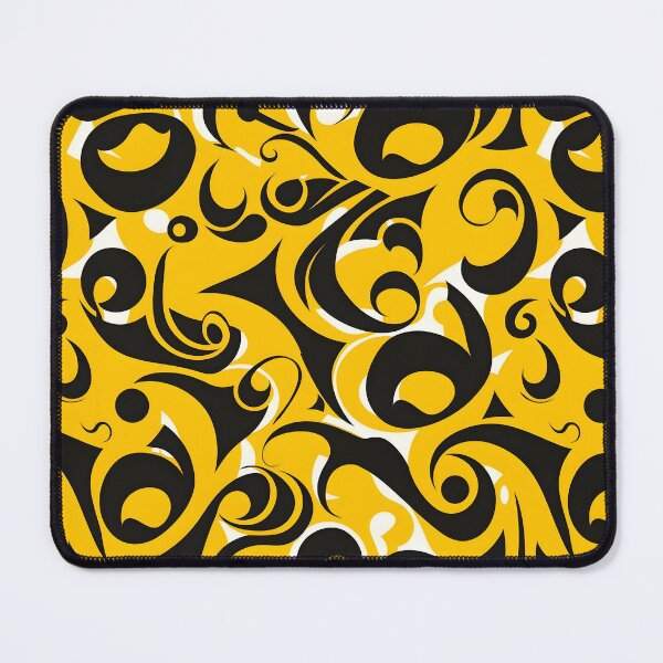 Item preview, Yellow and Black Lines Swirls Abstract Pattern  designed and sold by palaco210.