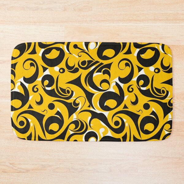 Item preview, Yellow and Black Lines Swirls Abstract Pattern  designed and sold by palaco210.