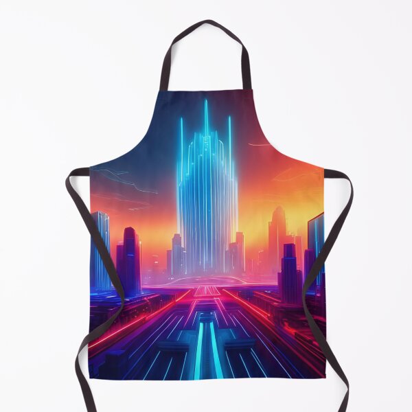 Item preview, 80's Futuristic Glowing Wireframe 3D Landscape of a Cyberpunk Neon City designed and sold by LuminoArt.