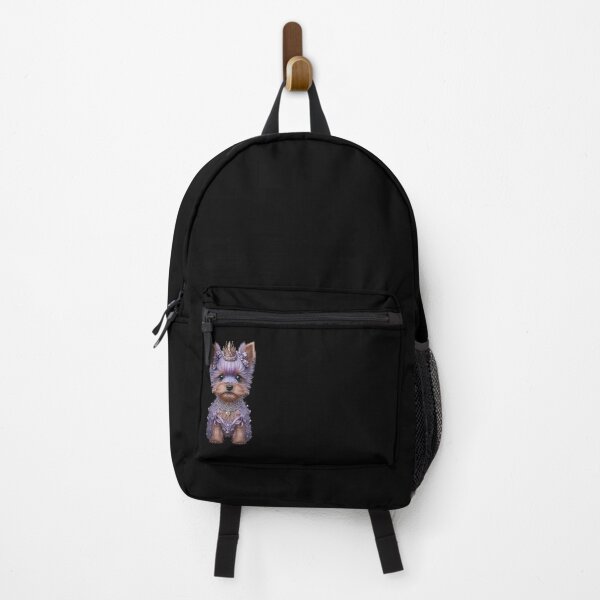 Artikelvorschau, Prinzessin Baby Yorkie Yorkshire Terrier, Puppenaugen, Krone, lavendelfarbene Akzente und Schleifen, blaue Halskette entworfen und verkauft von LovelaceVisuals.
