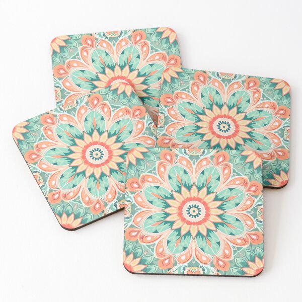 Item preview, Peach Green Mandela Pattern designed and sold by SaikoDesigns.