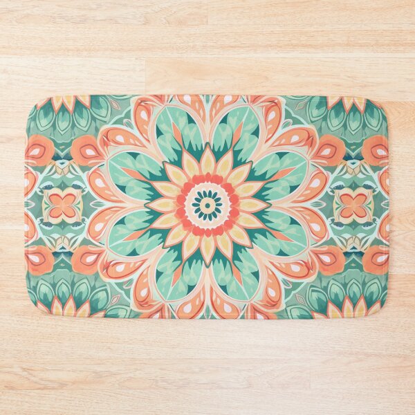 Item preview, Peach Green Mandela Pattern designed and sold by SaikoDesigns.