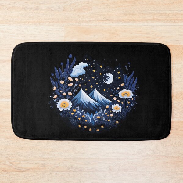 Item preview, Mountains and Daisy Flowers Moon and Stars designed and sold by Shaymalily.