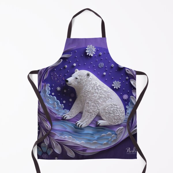 Item preview, White polar bear in the form of a circle on a purple background. designed and sold by aiphotosart.