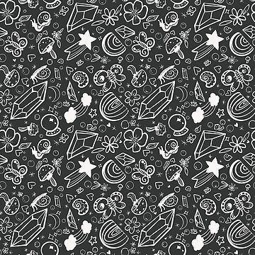 Artwork thumbnail, Rainbows and Crystals and Snails, Oh my! (Black and White) by Xena Gurule