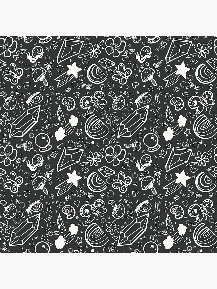 Thumbnail 3 of 3, Sticker, Rainbows and Crystals and Snails, Oh my! (Black and White) designed and sold by X3NALADY.
