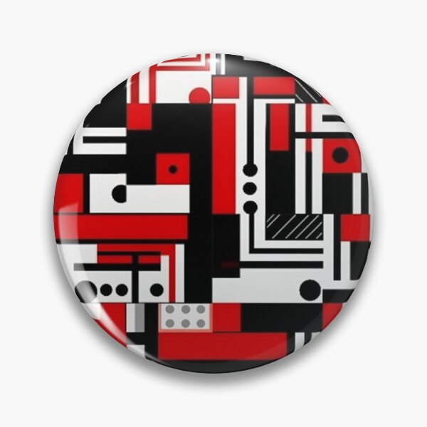 Aperçu de l'œuvre Motif abstrait géométrique noir, rouge et blanc créée et vendue par SaikoDesigns.