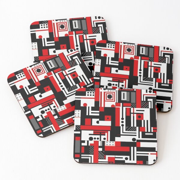 Item preview, Abstract Geometric Black, red and white Pattern designed and sold by SaikoDesigns.