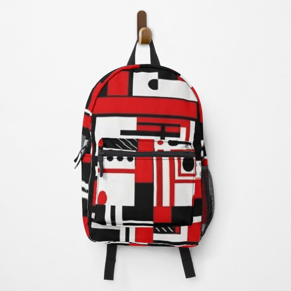 Item preview, Abstract Geometric Black, red and white Pattern designed and sold by SaikoDesigns.