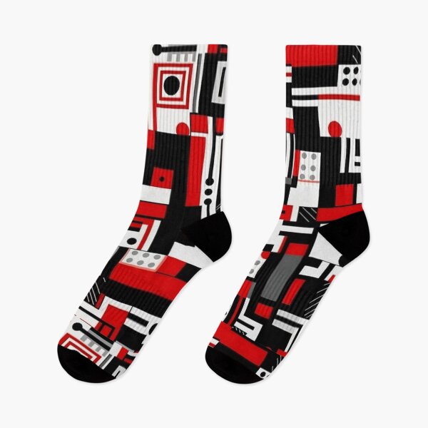 Item preview, Abstract Geometric Black, red and white Pattern designed and sold by SaikoDesigns.
